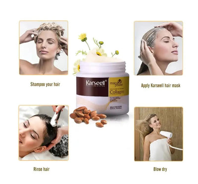 Karseell Hair Mask Collagen Treatment Cream – Argan Oil & Maca Essence, 16.9 OZ 500ml