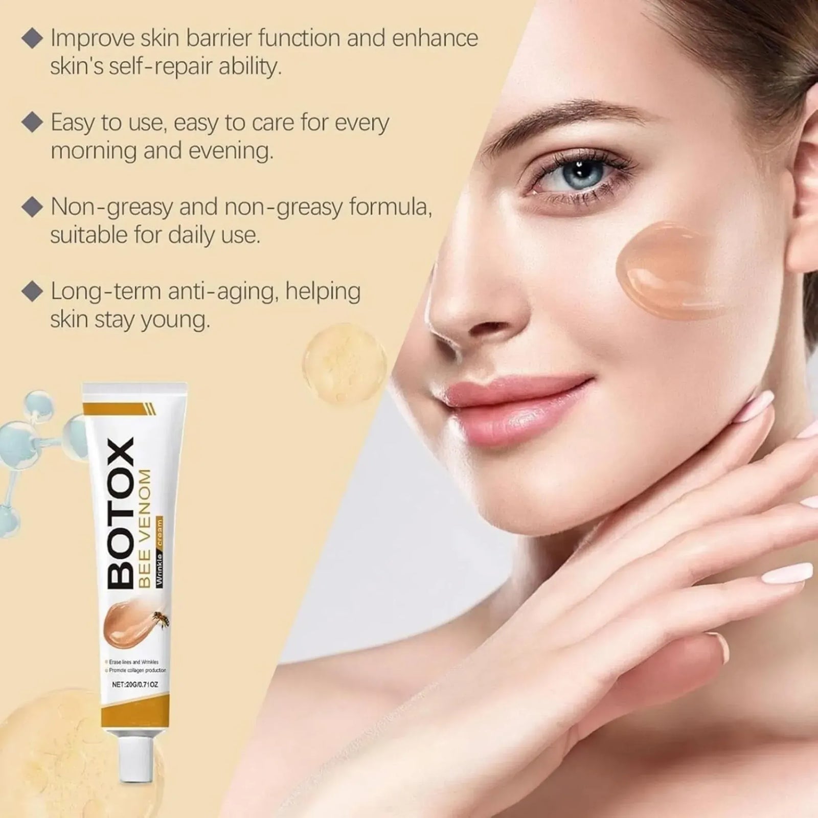 Botox Bee Venom Wrinkle Cream | Anti-Aging & Collagen Boosting Moisturizer | Reduce Wrinkles & Fine Lines
