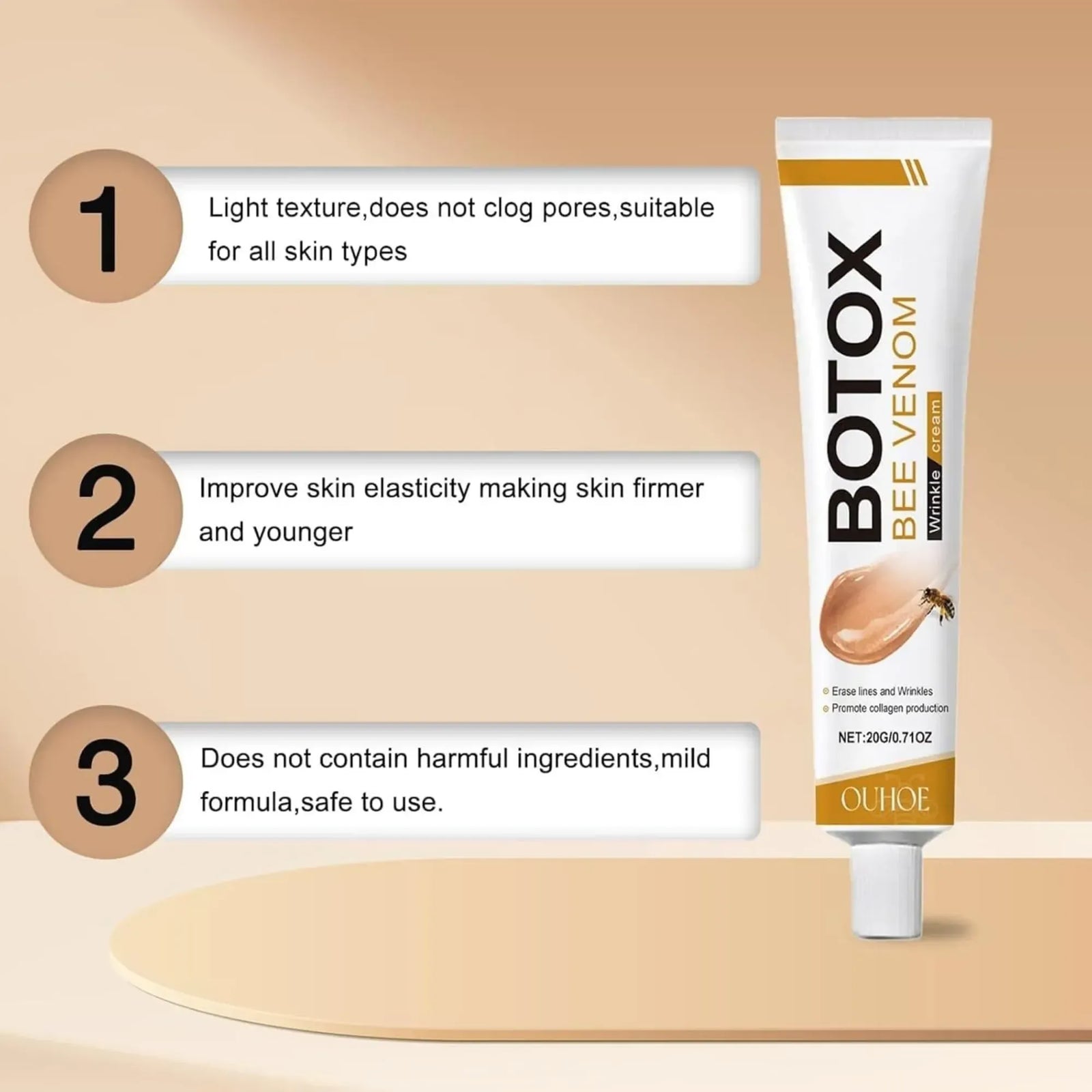 Botox Bee Venom Wrinkle Cream | Anti-Aging & Collagen Boosting Moisturizer | Reduce Wrinkles & Fine Lines