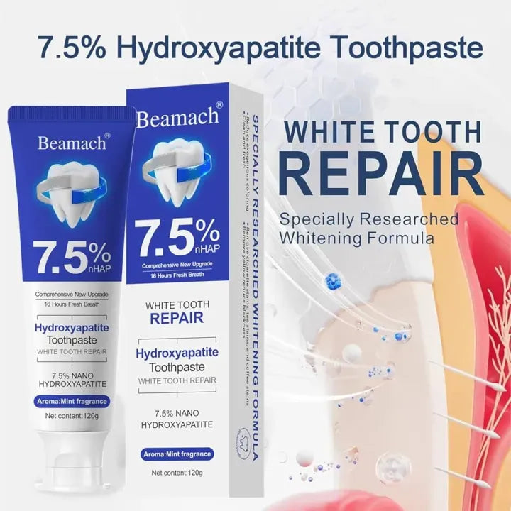 Beamach Nano Hydroxyapatite Toothpaste 7.5% | Sensitive Teeth Repair | Enamel Protection | Whitening | Fresh Mint 80g