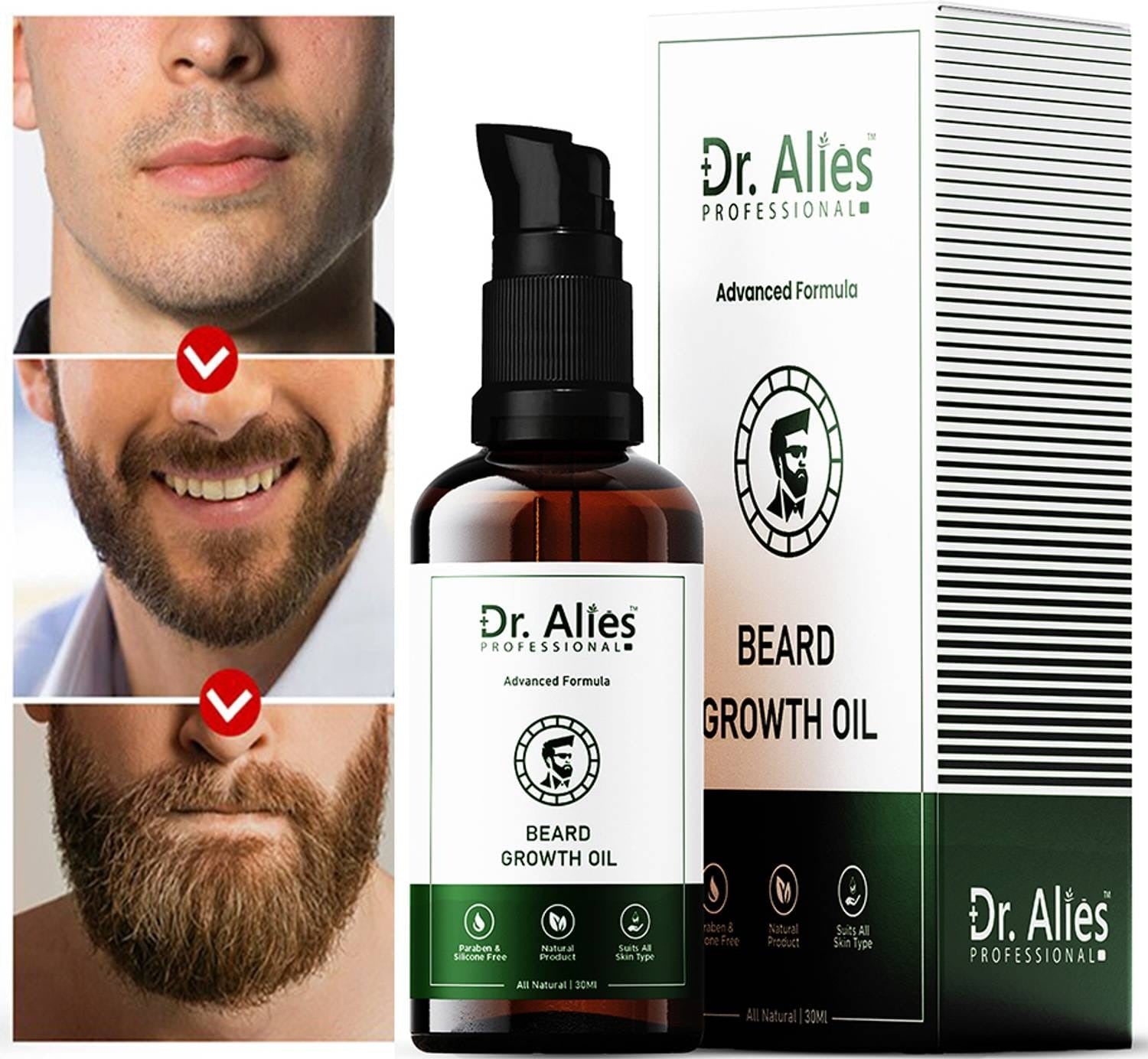 Dr. Alies Professional Advanced Beard Growth Oil for Men | Beard Care Serum & Grooming Treatment (30 ml)
